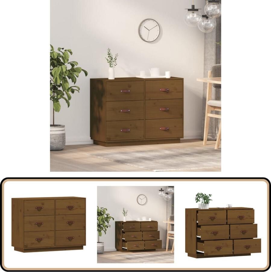 VidaXL Dressoir Massief Grenenhout Honingbruin Dressoir Houten Dressoir Massief Hout Grenoblehouten Dressoir Vintage Dressoir