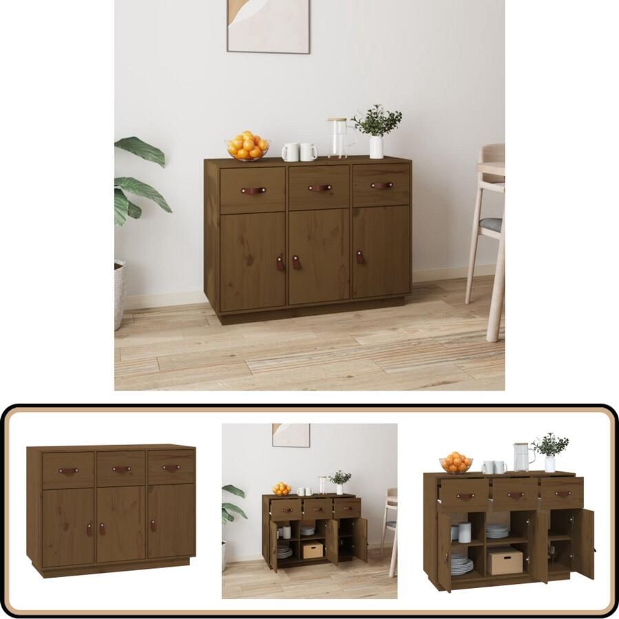 VidaXL Dressoir 100x40x75 cm Massief Grenenhout Dressoir Kast Meubels Hout Grenenhout