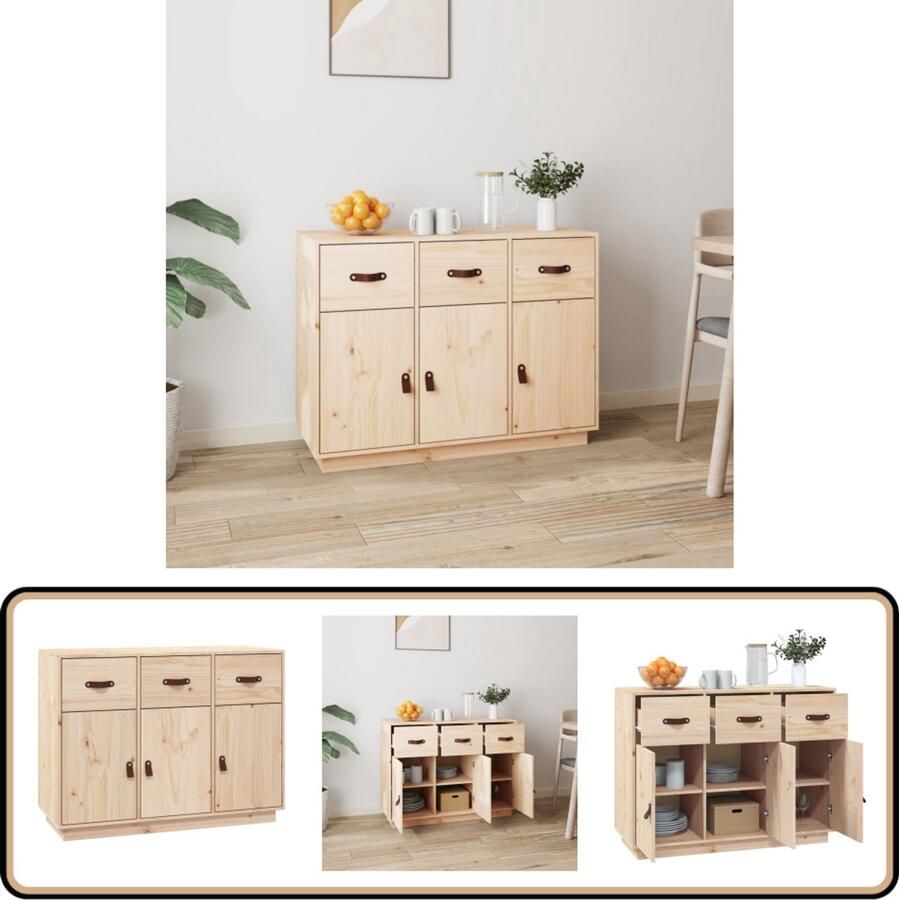 VidaXL Dressoir 100x40x75 cm Massief Grenenhout Dressoir Kast Meubel Grenenhout Vintage
