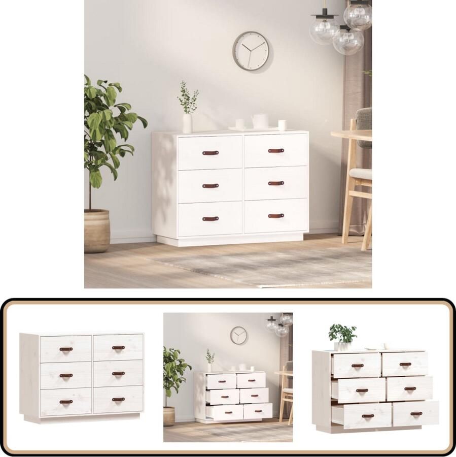 VidaXL Dressoir 100x40x75 cm Wit Grenenhout Dressoir Houten Dressoir Grenenhout Dressoir Vintage Dressoir Salontafel