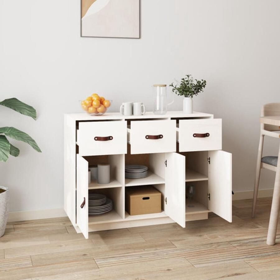 VidaXL -Dressoir-100x40x75-cm-massief-grenenhout-wit - Foto 3