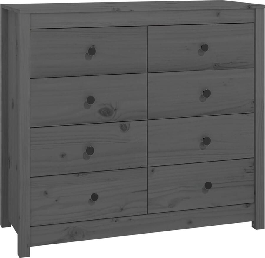 The Living Store Dressoir 100x40x90 cm massief grenenhout grijs Dressoir Grenoble Hout Kamerinrichting Opbergruimte Vintage Stijl - Foto 2