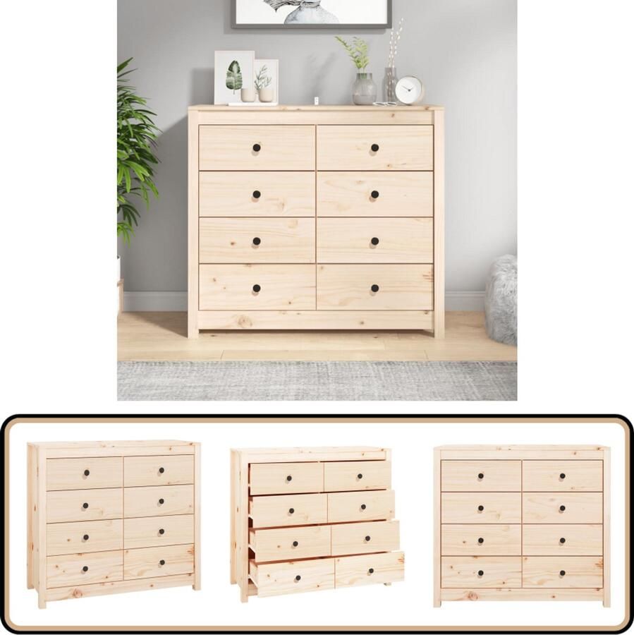 VidaXL Dressoir 100x40x90 cm Massief Grenenhout Dressoir Grenoble Houtsoort Vintage Kast Landelijke Kast Opbergkast