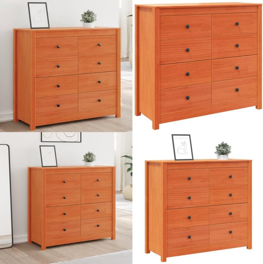 VidaXL Dressoir 100x40x90 cm massief grenenhout wasbruin Wandkast Wandkasten Kast Buffetkast