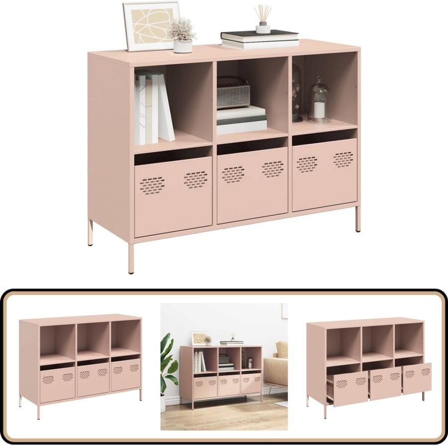 VidaXL Dressoir Roze Koudgewalst staal 101 5 cm Dressoir Rozenkleurig Dressoir Metalen Dressoir Vintage Dressoir Salontafel