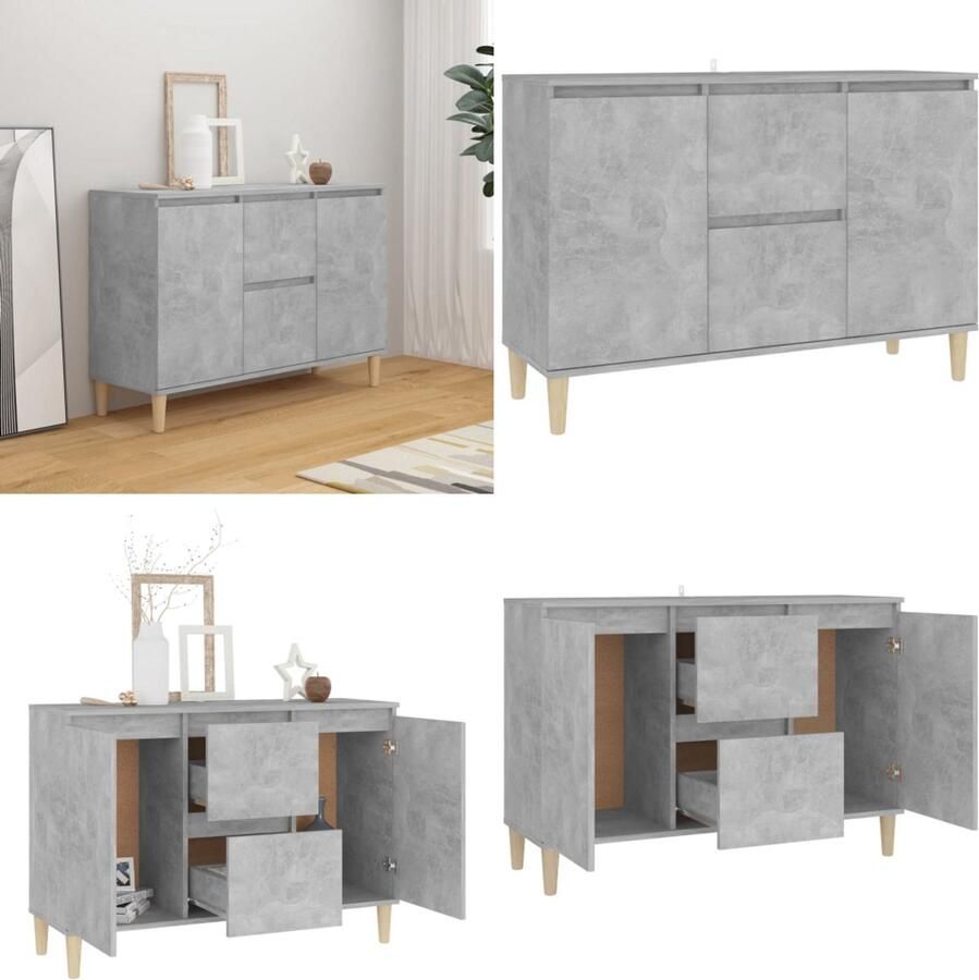 VidaXL Dressoir 101x35x70 cm bewerkt hout betongrijs Dressoir Dressoirs Zijkast