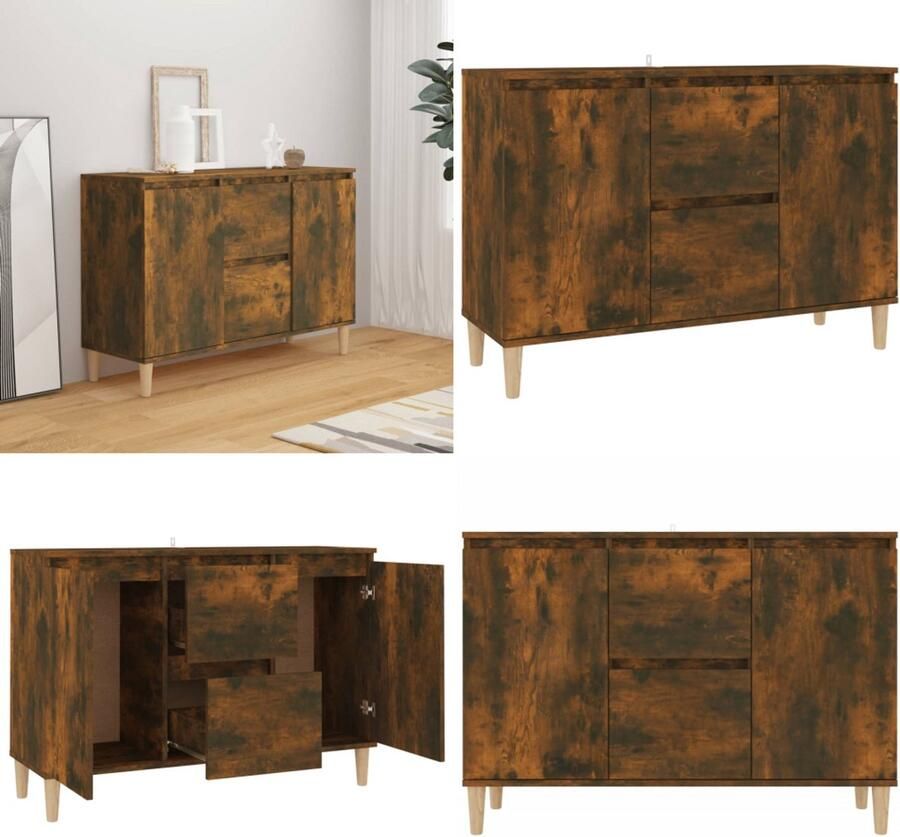 VidaXL Dressoir 103-5x35x70 cm bewerkt hout gerookt eikenkleurig Dressoir Dressoirs Kast Wandkast