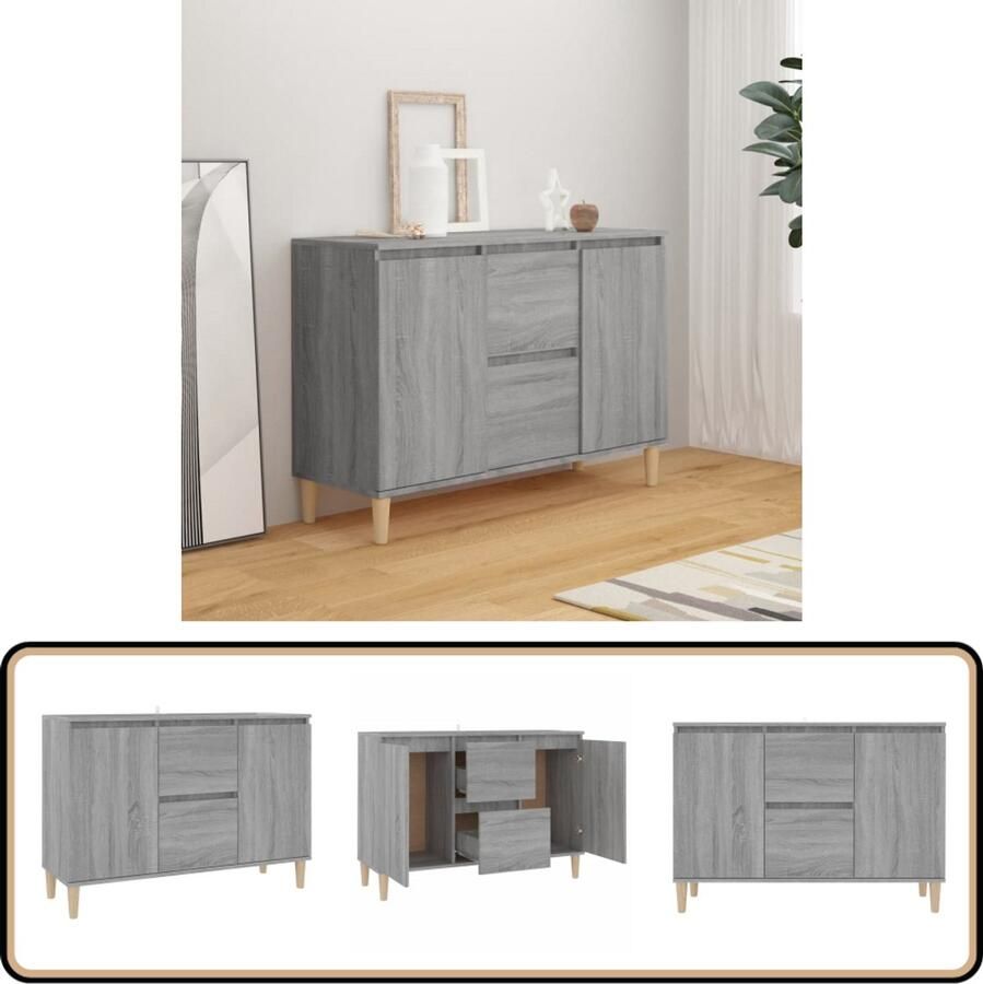 VidaXL Dressoir 101x35x70 cm Grijs Sonoma Eiken Dressoir Kast Houten Dressoir Grijze Dressoir Salontafel - Foto 2