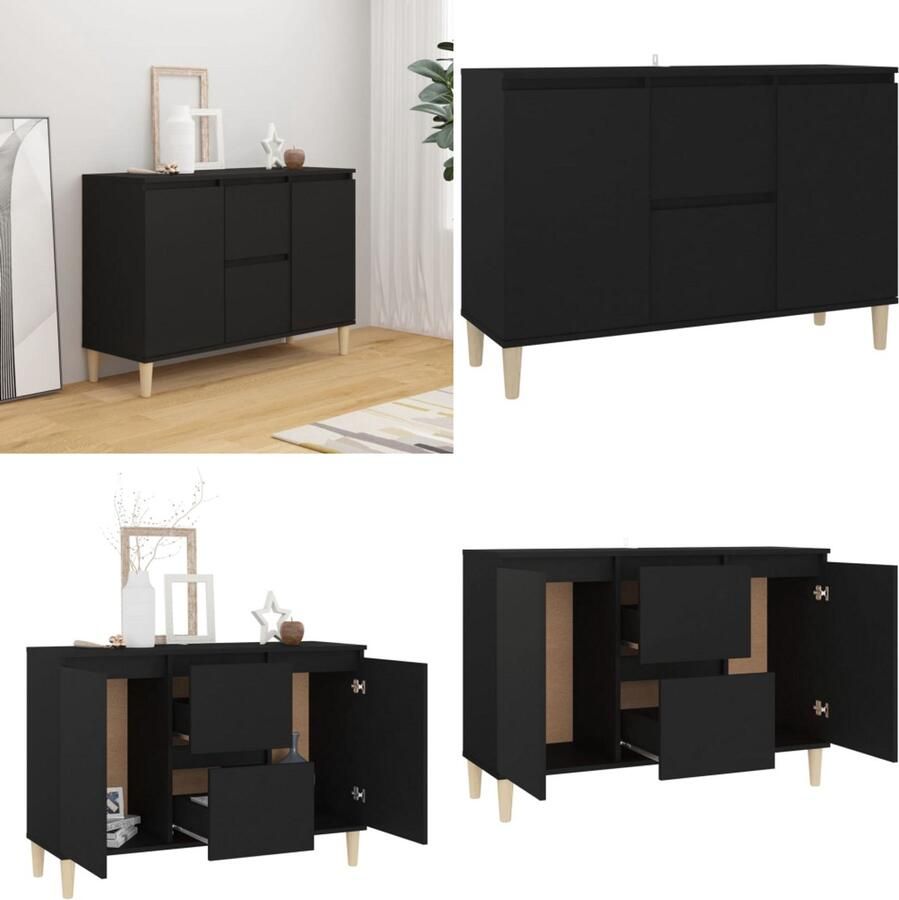 VidaXL Dressoir 101x35x70 cm bewerkt hout zwart Dressoir Dressoirs Zijkast
