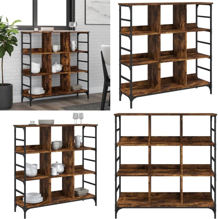 VidaXL Dressoir 102x32x103 5 cm bewerkt hout gerookt eikenkleurig Dressoir Dressoirs Opbergkast Wandkast