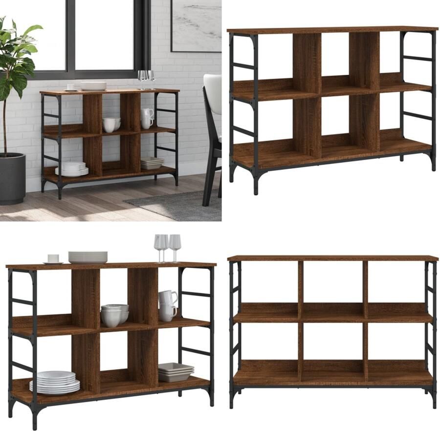 VidaXL Dressoir 102x32x73 5 cm bewerkt hout bruin eikenkleur Dressoir Dressoirs Opbergkast Wandkast