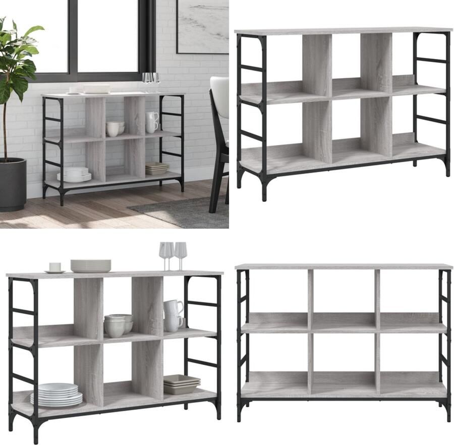 VidaXL Dressoir 102x32x73 5 cm bewerkt hout grijs sonoma eikenkleurig Dressoir Dressoirs Opbergkast Wandkast