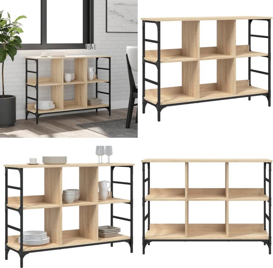 VidaXL Dressoir 102x32x73 5 cm bewerkt hout sonoma eikenkleurig Dressoir Dressoirs Opbergkast Wandkast