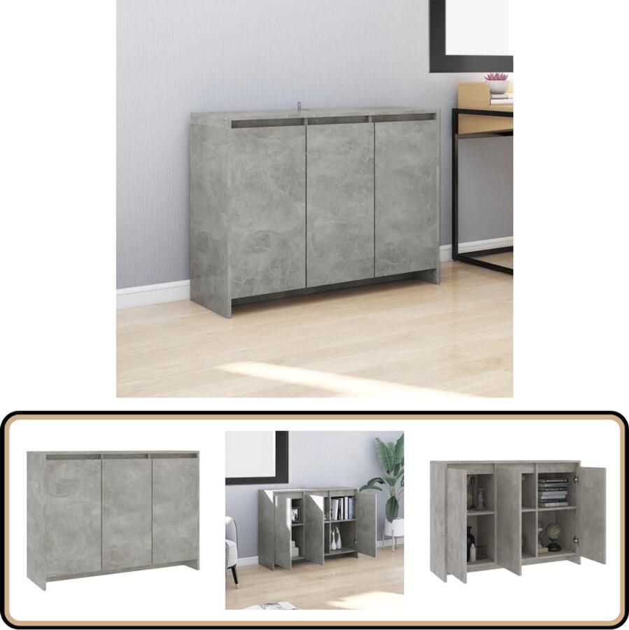 VidaXL Dressoir 102x33x75 cm Bewerkt hout Betongrijs Dressoir Opbergkast Salontafel Tv-meubel Beton Grijs