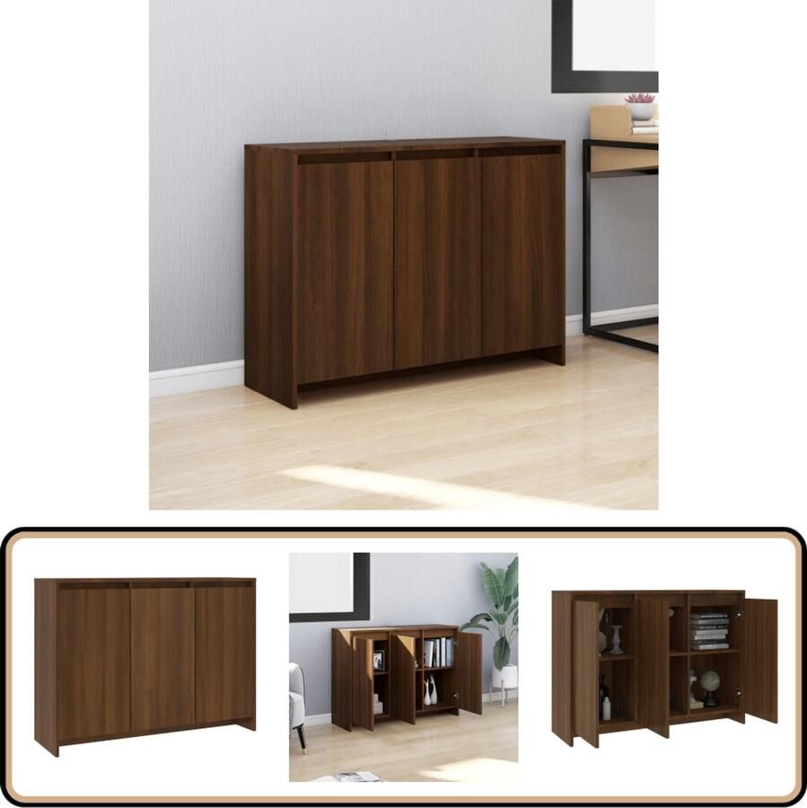 VidaXL Dressoir 102x33x75 cm bewerkt hout bruin eikenkleur