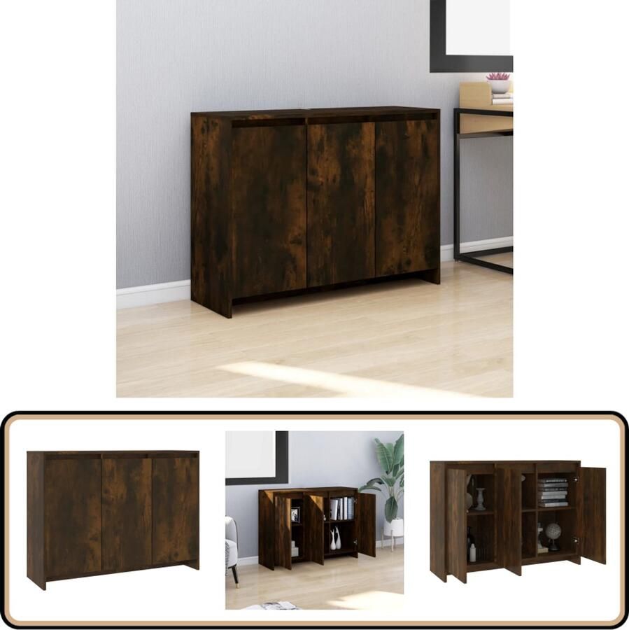 VidaXL Dressoir 102x33x75 cm Gerookt Eiken Hout Bijzettafel Dressoir Tv-meubel Opbergkast Houten Meubels