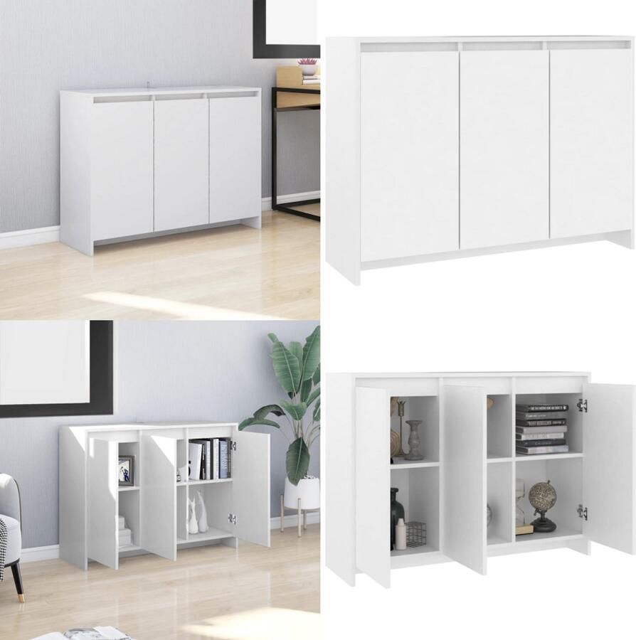 VidaXL Dressoir 102x33x75 cm bewerkt hout wit Dressoir Dressoirs Kast Opbergkast