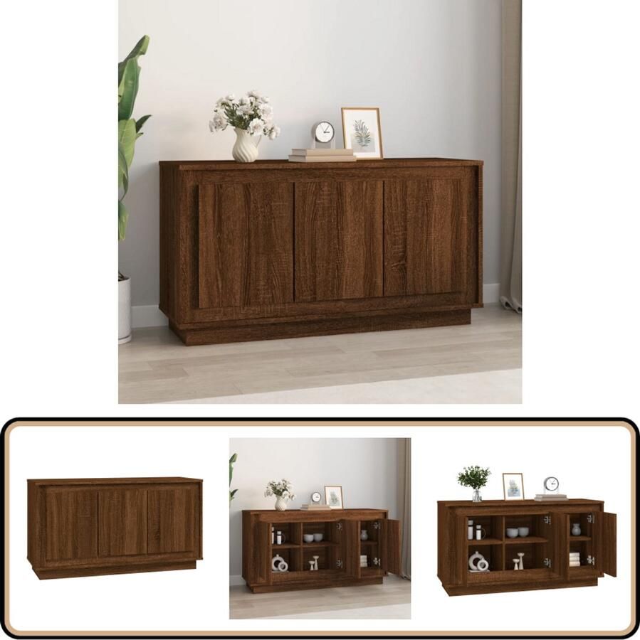 VidaXL Dressoir Bruin Eikenhout 102x35x55 cm Dressoir Houten Dressoir Bruine Eiken Dressoir Opbergmeubel Salontafel - Foto 2