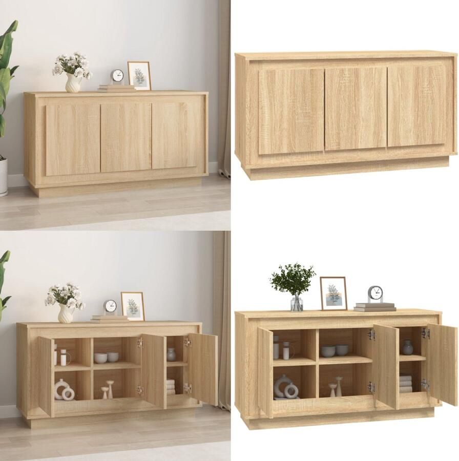 VidaXL Dressoir 102x35x55 cm bewerkt hout sonoma eikenkleurig Dressoir Dressoirs Kast Dressoirkast