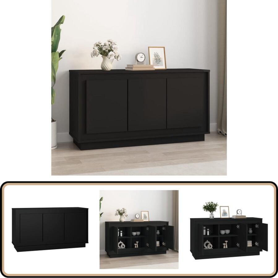 VidaXL Dressoir Zwart 102x35x55 cm Bewerkt Hout Dressoir Kast Houten Kast Vintage Kast Salontafel