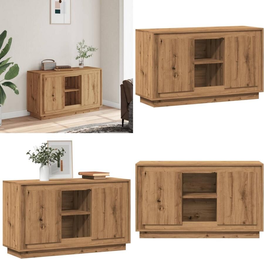 VidaXL Dressoir 102x35x60 cm bewerkt hout artisanaal eikenkleurig Dressoir Dressoirs Kast Dressoirkast