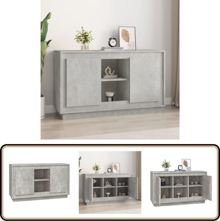 VidaXL Dressoir 102x35x60 cm Bewerkt hout Betongrijs Dressoir Houten Dressoir Grijze Dressoir Vintage Dressoir Salontafel