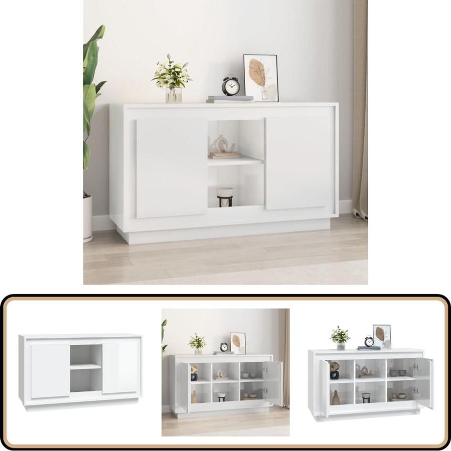 VidaXL Dressoir Hoogglans Wit 102x35x60 cm Dressoirs Houten Dressoir Wit Dressoir Vintage Dressoir Landelijk Dressoir