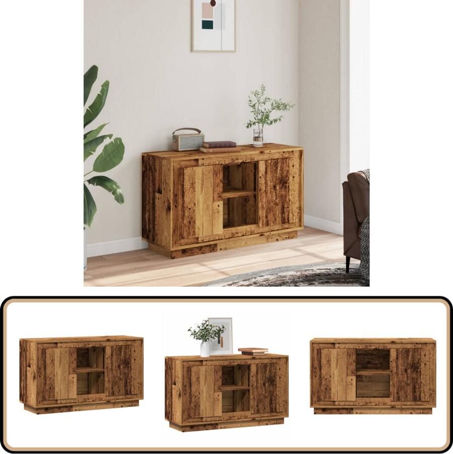 VidaXL Dressoir 102x35x60 cm Oud Houtkleurig Dressoir Vintage Dressoir Houten Dressoir Opslagmeubilair Salontafel