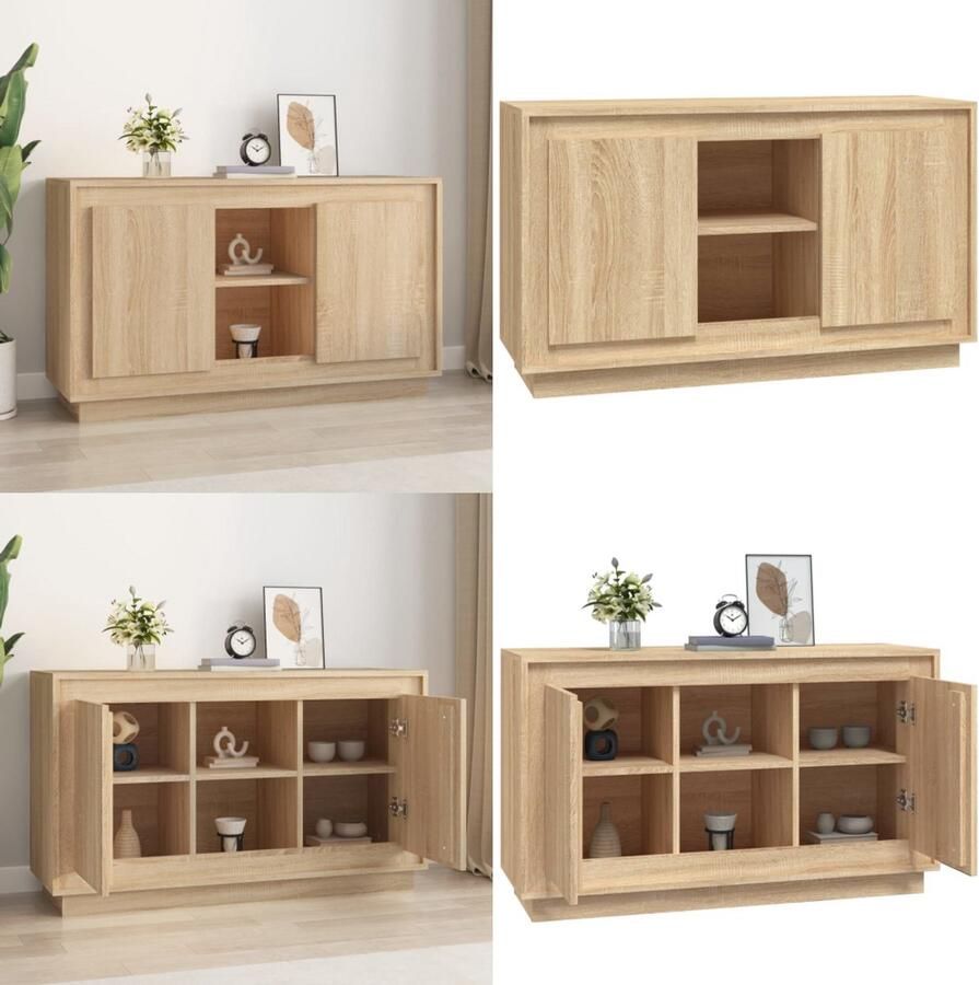 VidaXL Dressoir 102x35x60 cm bewerkt hout sonoma eikenkleurig Dressoir Dressoirs Kast Dressoirkast