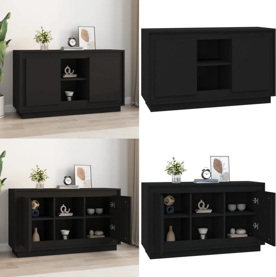 VidaXL Dressoir 102x35x60 cm bewerkt hout zwart Dressoir Dressoirs Kast Dressoirkast