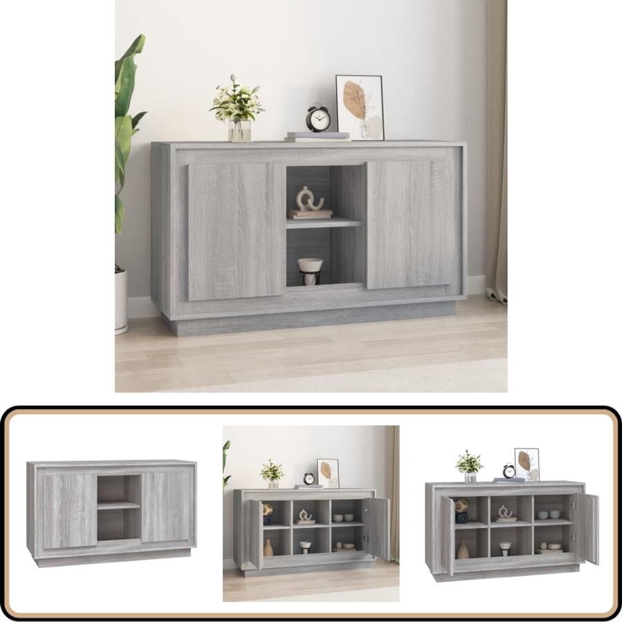 VidaXL Dressoir 102x35x60 cm Grijs Sonoma Eiken Dressoir Grijze Dressoirs Houten Dressoir Salontafel Tv Meubel - Foto 2