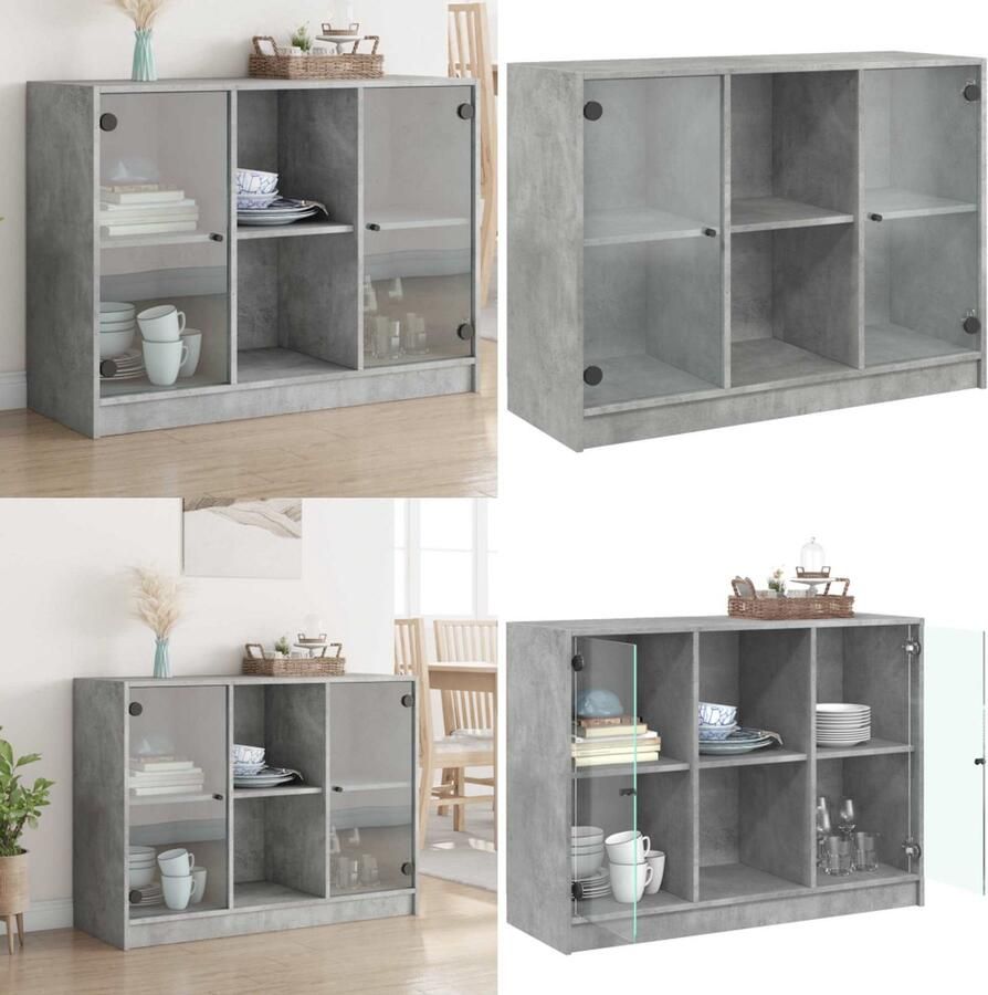 VidaXL Dressoir 102x37x75 5 cm bewerkt hout betongrijs Dressoir Dressoirs Opbergkast Wandkast