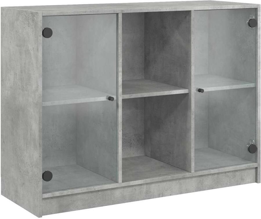 VidaXL Dressoir 102x37x75 5 cm 6 vakken Betongrijs Dressoir Bijzetkast Opbergkast Houten Kast Betonnen Kast