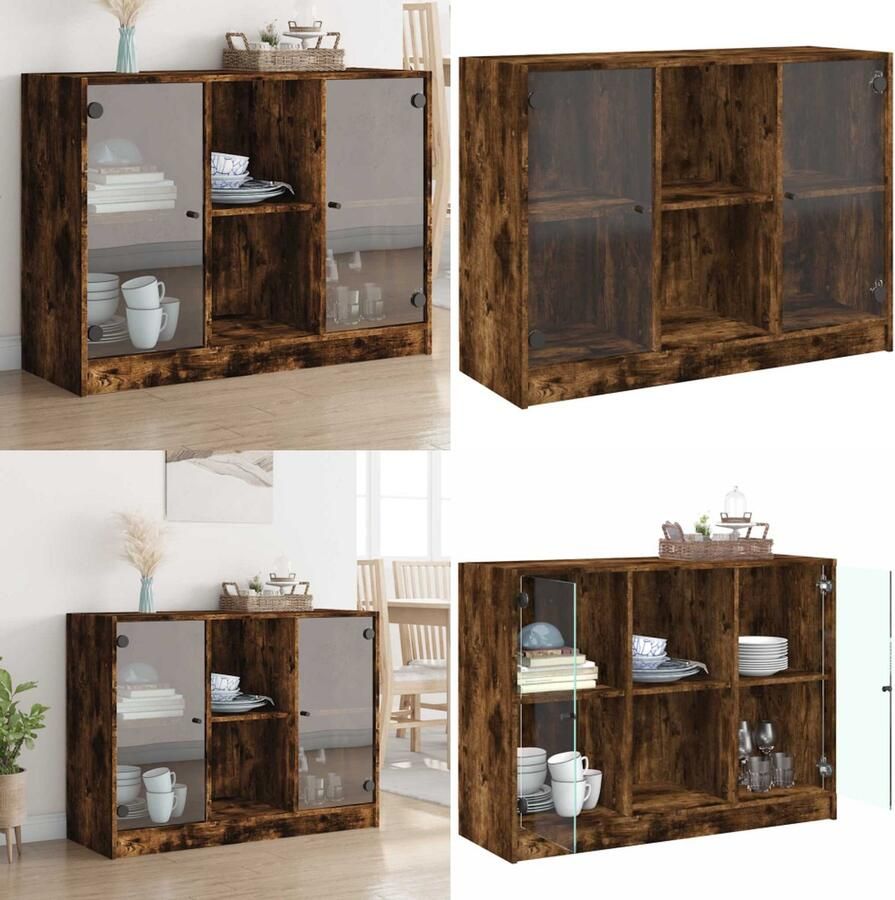 VidaXL Dressoir 102x37x75 5 cm bewerkt hout gerookt eikenkleurig Dressoir Dressoirs Opbergkast Wandkast