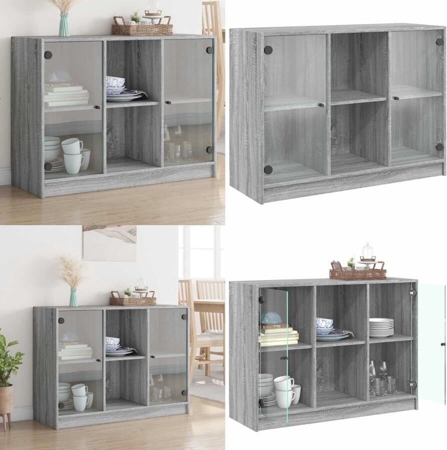 VidaXL Dressoir 102x37x75 5 cm bewerkt hout grijs sonoma eikenkleurig Dressoir Dressoirs Opbergkast Wandkast