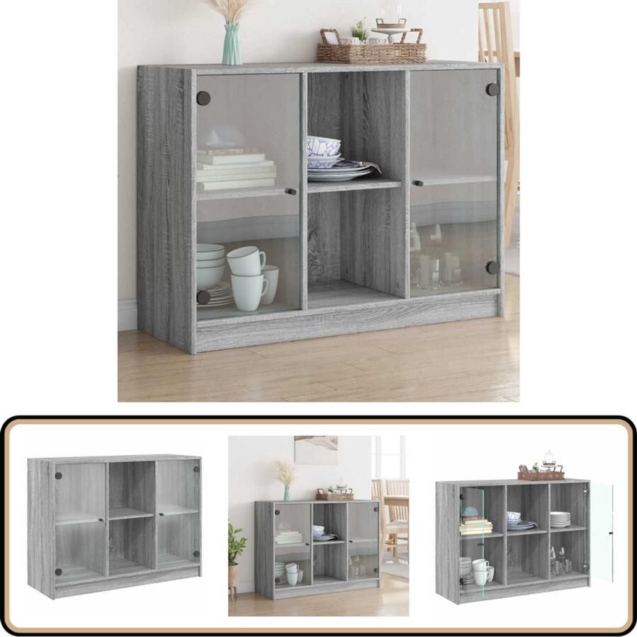 VidaXL Dressoir 102x37x75 5 cm Grijs Sonoma Eiken Bijzetkast Dressoir Houten Kast Grijze Kast Salontafel