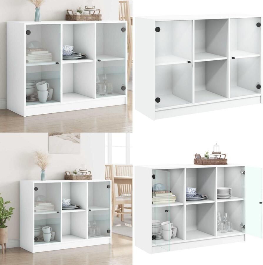 VidaXL Dressoir 102x37x75 5 cm bewerkt hout wit Dressoir Dressoirs Opbergkast Wandkast