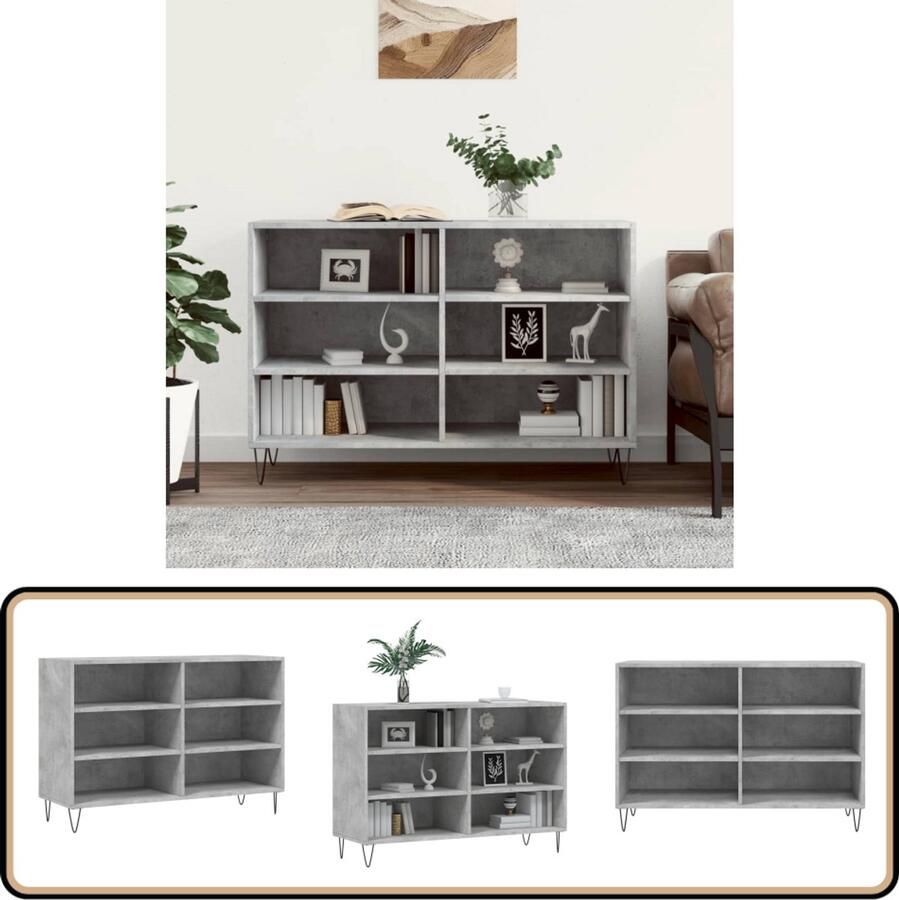 VidaXL Dressoir 103 5x35x70 cm Betongrijs Dressoir Industrieel Design Houten Dressoir Grijze Dressoir Opbergkast - Foto 2