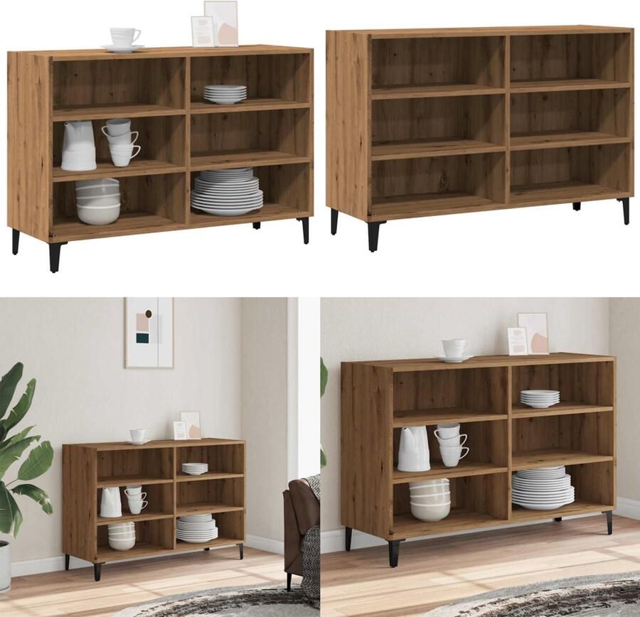 VidaXL Dressoir 103 5x35x70 cm bewerkt hout artisanaal eikenkleurig Dressoir Dressoirs Kast Wandkast