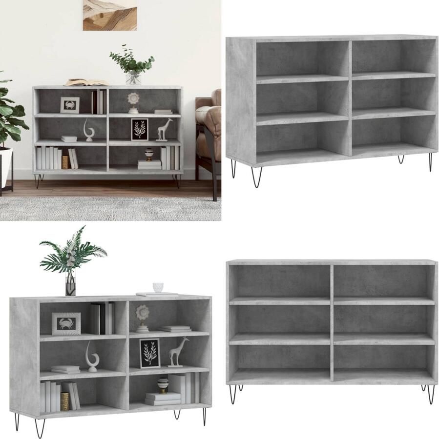 VidaXL Dressoir 103 5x35x70 cm bewerkt hout betongrijs Dressoir Dressoirs Opbergkast Wandkast