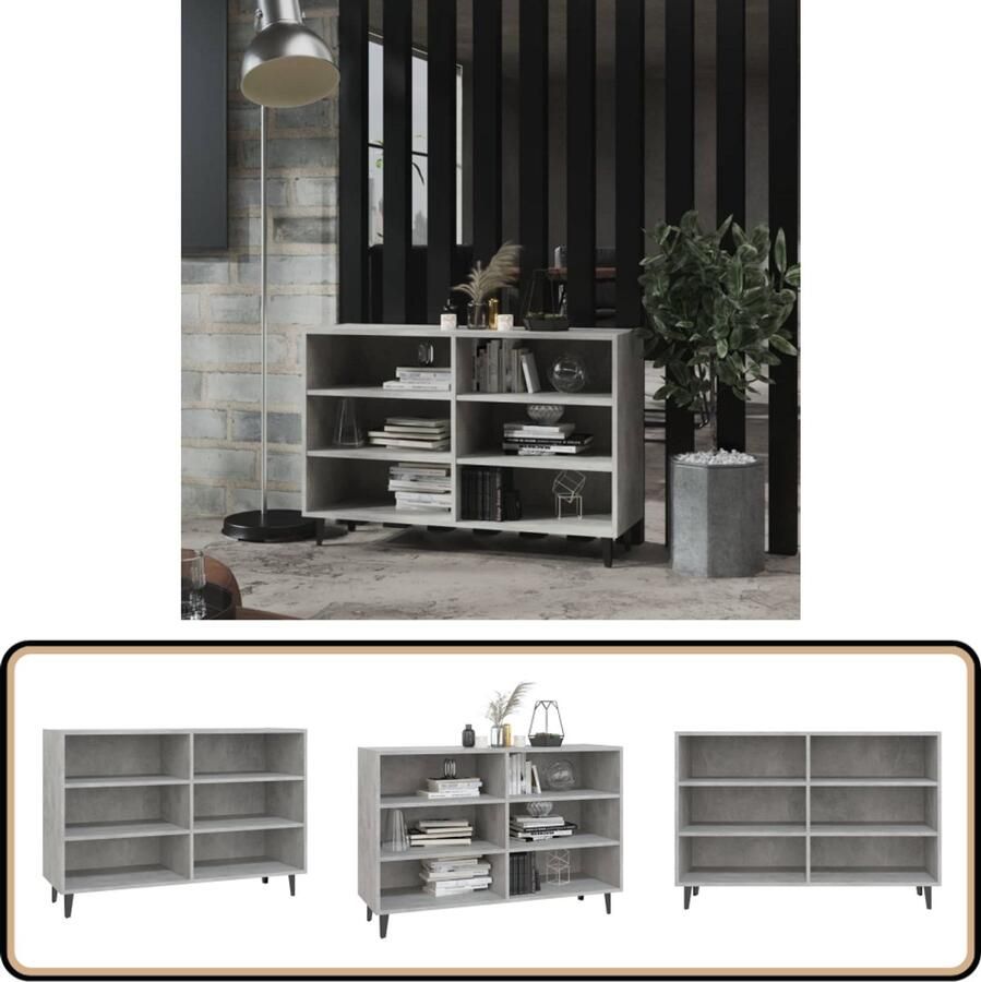 VidaXL Dressoir 103 5x35x70 cm Betongrijs Dressoir Industrieel Design Houten Dressoir Grijze Dressoir Opbergkast