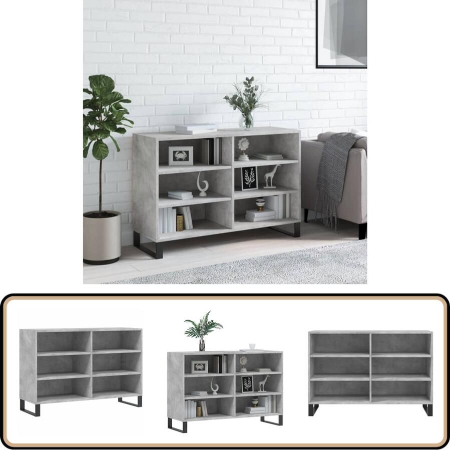 VidaXL Dressoir 103 5x35x70 cm Betongrijs Hout Dressoir Kast Opbergkast Houten Dressoir Industrieel Design