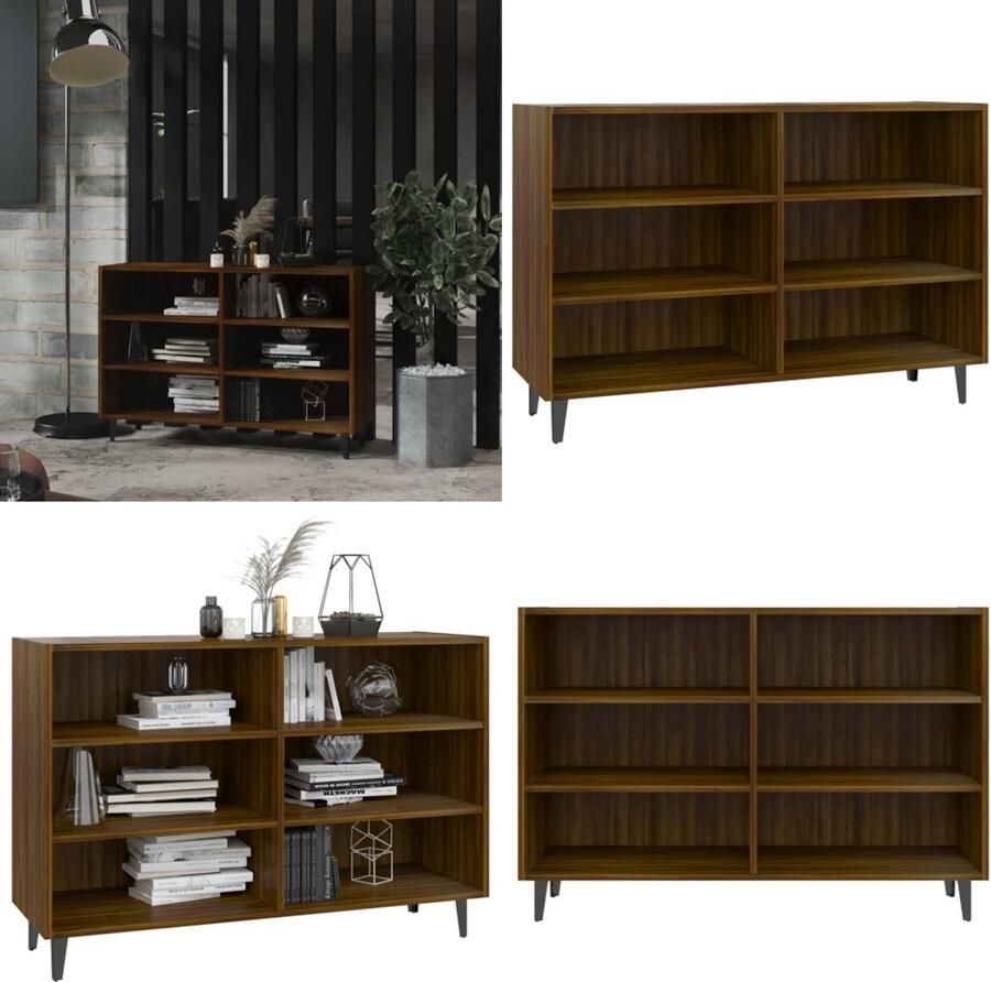 VidaXL Dressoir 103-5x35x70 cm bewerkt hout bruineikenkleurig Dressoir Dressoirs Opbergkast Buffetkast