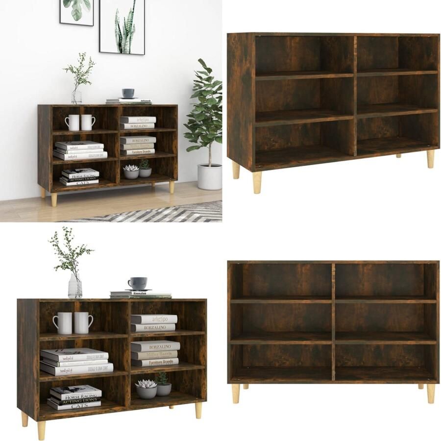 VidaXL Dressoir 103-5x35x70 cm bewerkt hout gerookt eikenkleurig Dressoir Dressoirs Opbergkast Buffetkast