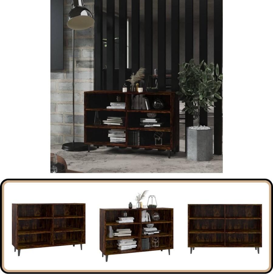 VidaXL Dressoir 103 5x35x70 cm Gerookt Eiken Dressoir Industrieel Design Houten Dressoir Vintage Dressoir Tv Stand