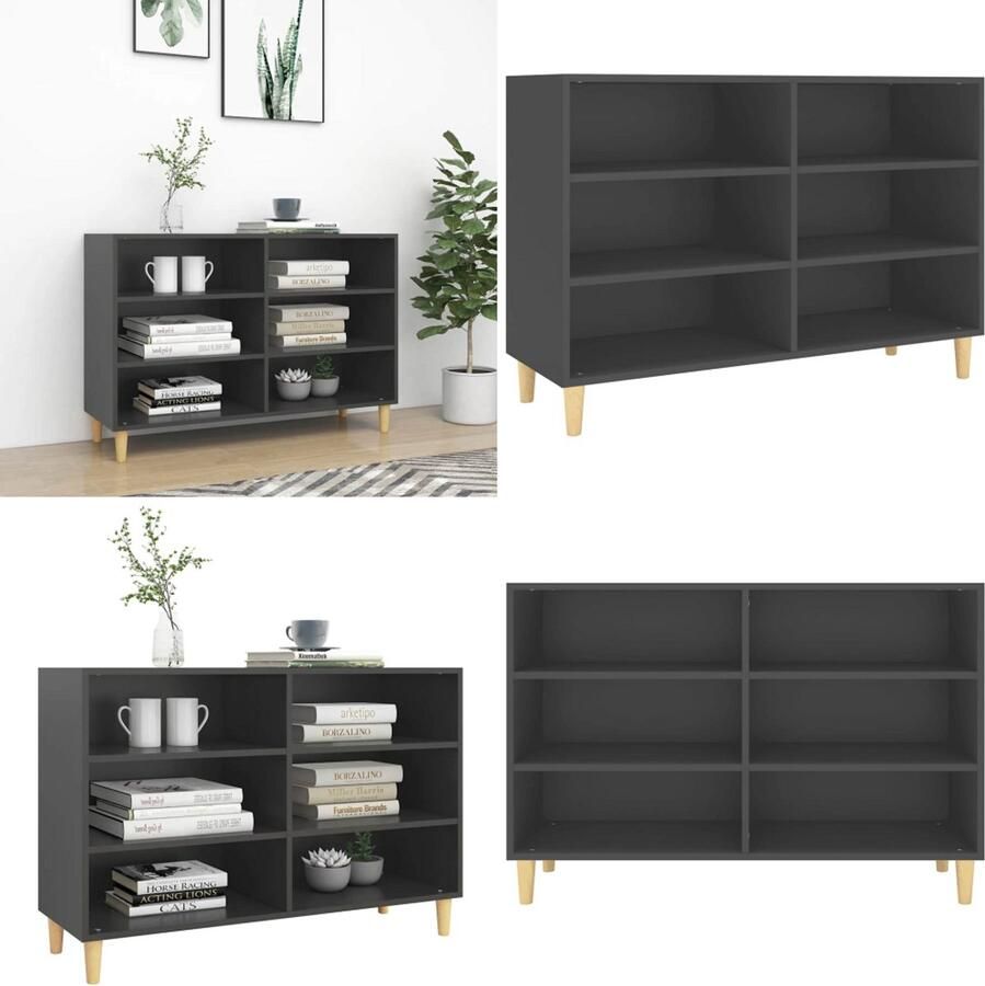 VidaXL Dressoir 103 5x35x70 cm bewerkt hout grijs Dressoir Dressoirs Zijkast Zijkasten