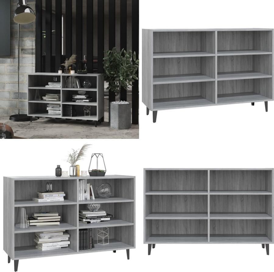 VidaXL Dressoir 103-5x35x70 cm bewerkt hout grijs sonoma eikenkleurig Dressoir Dressoirs Opbergkast Buffetkast - Foto 2
