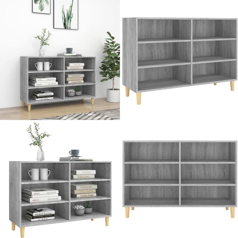 VidaXL Dressoir 103-5x35x70 cm bewerkt hout grijs sonoma eikenkleurig Dressoir Dressoirs Opbergkast Buffetkast - Foto 1