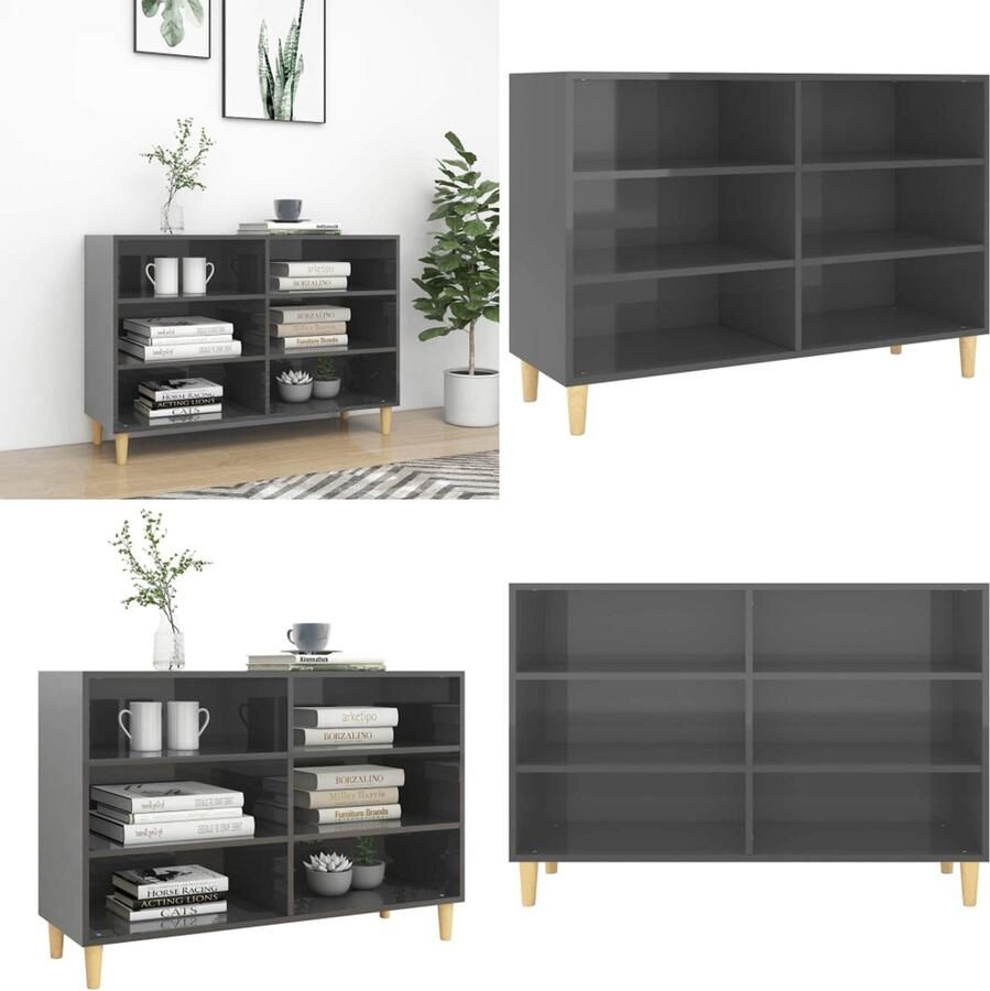 VidaXL Dressoir 103 5x35x70 cm bewerkt hout hoogglans grijs Dressoir Dressoirs Zijkast Zijkasten