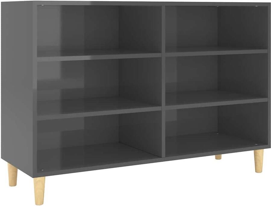 VidaXL Dressoir Hoogglans Grijs 103 5x35x70 cm Dressoir Scandinavisch Design Grijze Dressoirs Tv Meubel Opbergkast